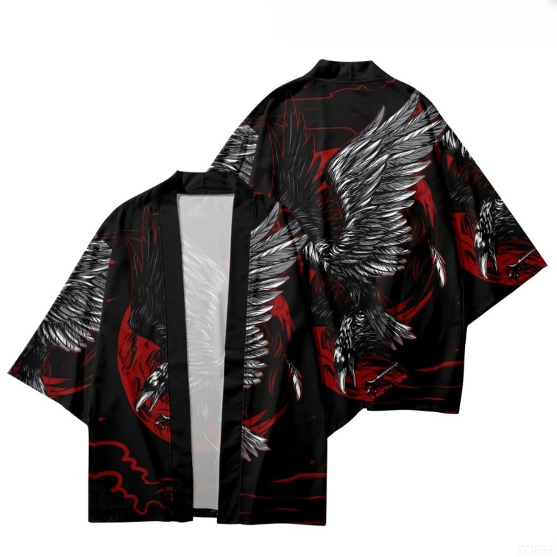 Fashion Crow Printed Open Fron - Street Fashion Kimono reseña y precio