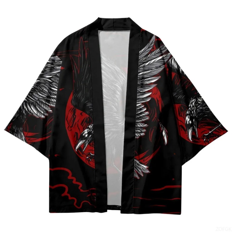 Fashion Crow Printed Open Fron - Street Fashion Kimono reseña y precio