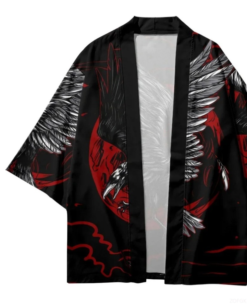 Fashion Crow Printed Open Fron - Street Fashion Kimono reseña y precio