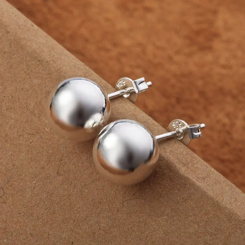 925 Sterling Silver classic 8m - Street Fashion Earrings reseña y precio