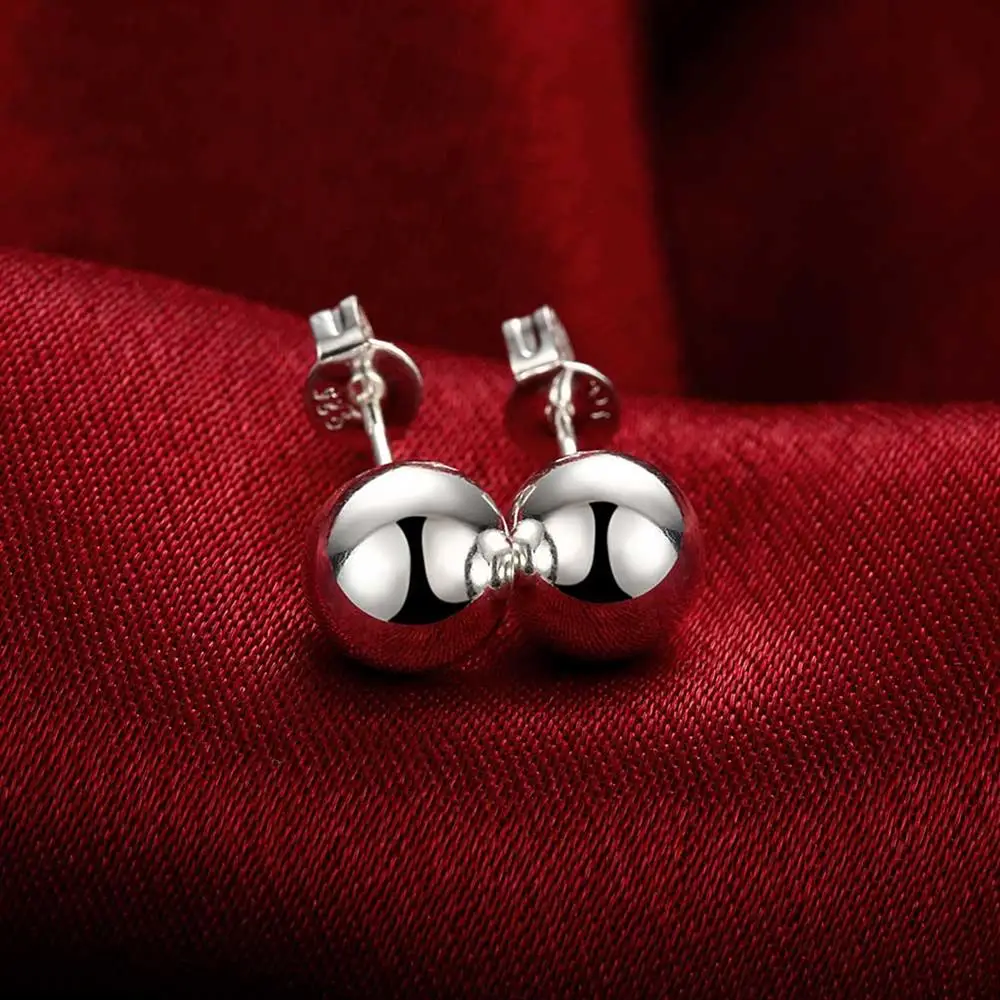 925 Sterling Silver classic 8m - Street Fashion Earrings reseña y precio