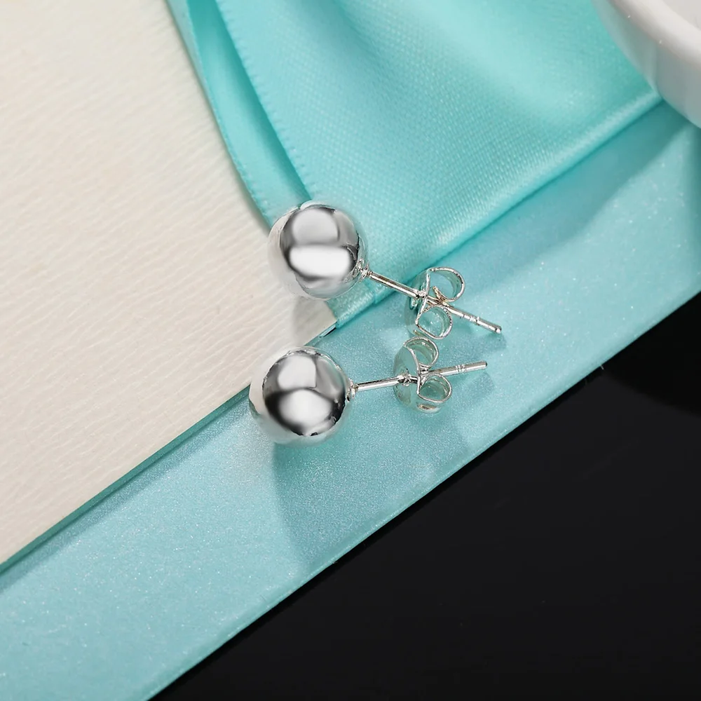 925 Sterling Silver classic 8m - Street Fashion Earrings reseña y precio