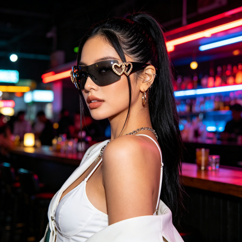 Y2K Rimless Heart Sunglasses C - Street Fashion Shoot reseña y precio