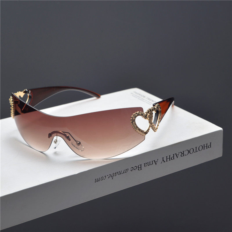 Y2K Rimless Heart Sunglasses C - Street Fashion Shoot reseña y precio