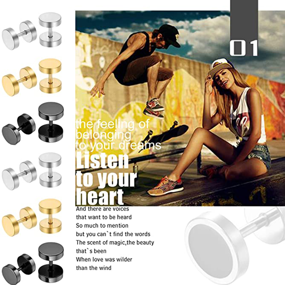 2 Piece Punk Stainless Steel S - Street Fashion Earrings reseña y precio