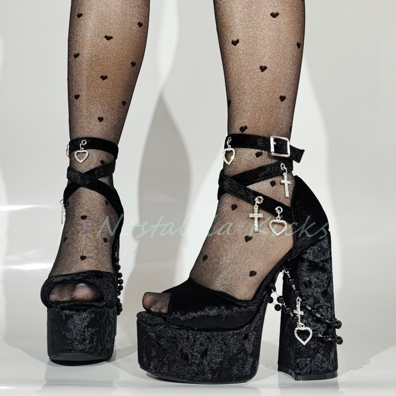Gothic Black Velvet Platform H - Street Fashion Clothing reseña y precio