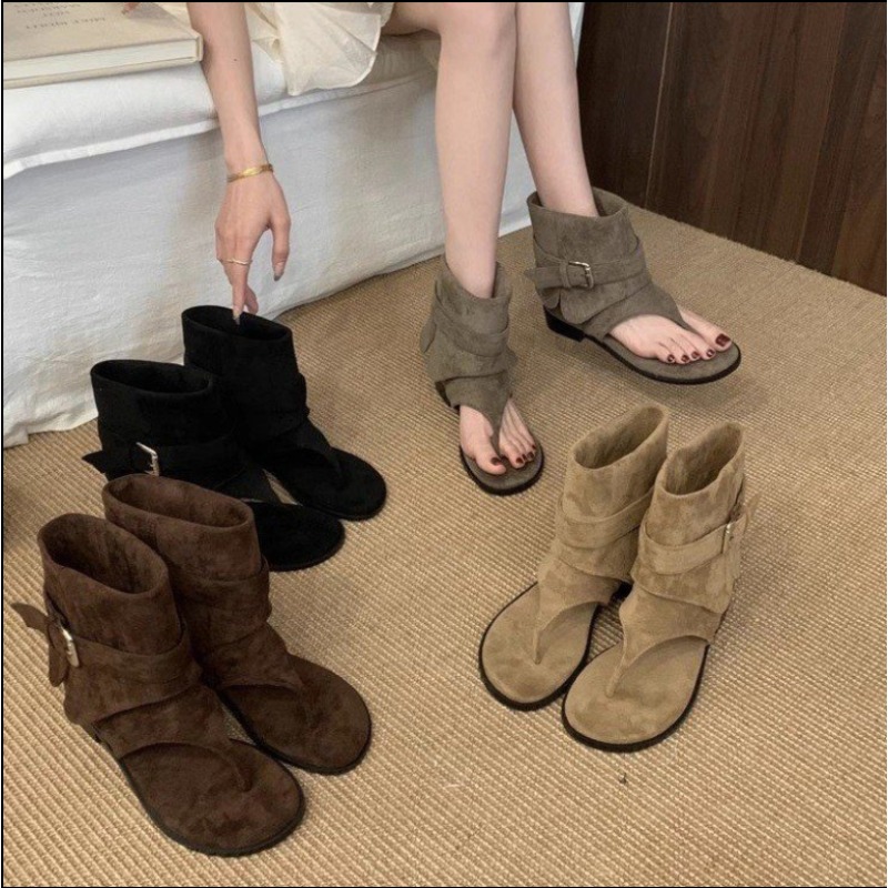 2025Spring Clip Toe Flats Sand - Street Fashion Clothing reseña y precio