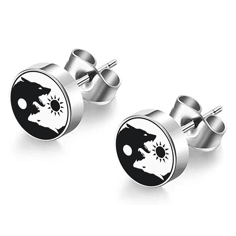 Vintage Viking Wolf Ying Yang  - Street Fashion Earrings reseña y precio