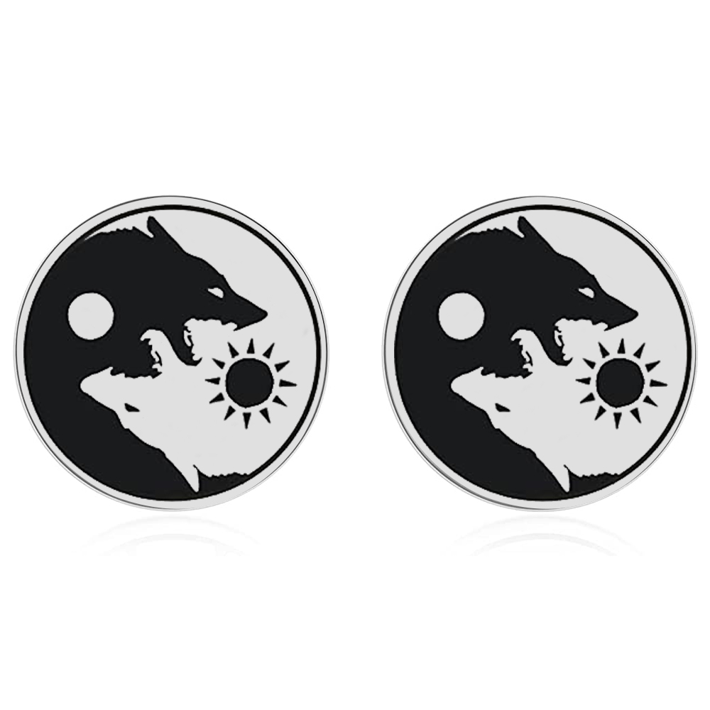 Vintage Viking Wolf Ying Yang  - Street Fashion Earrings reseña y precio