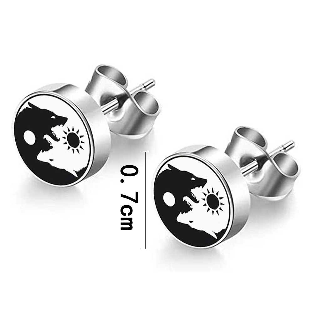 Vintage Viking Wolf Ying Yang  - Street Fashion Earrings reseña y precio
