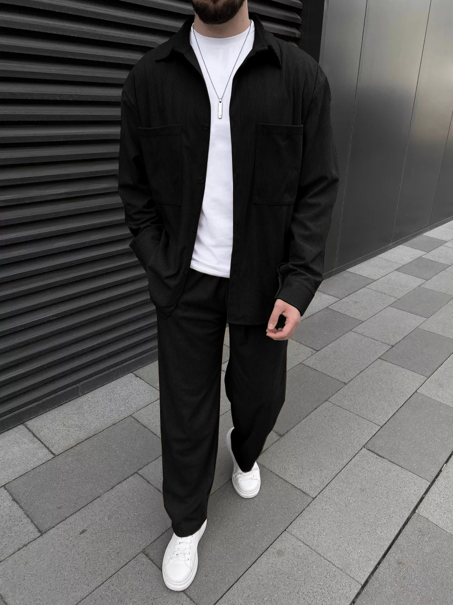 Men's corduroy two-piece outfi - Street Fashion Clothing reseña y precio