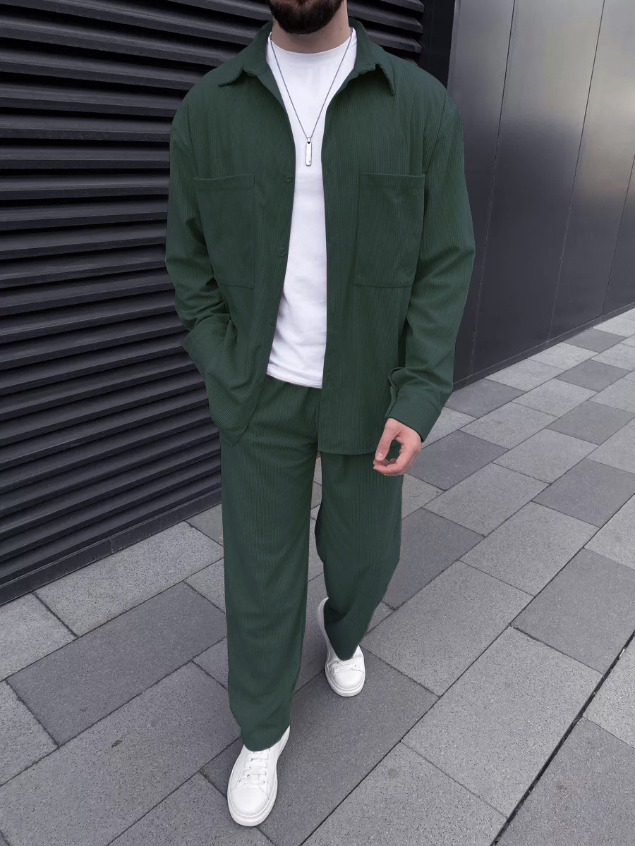 Men's corduroy two-piece outfi - Street Fashion Clothing reseña y precio