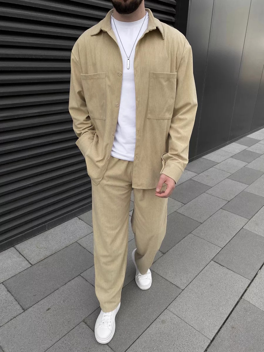 Men's corduroy two-piece outfi - Street Fashion Clothing reseña y precio