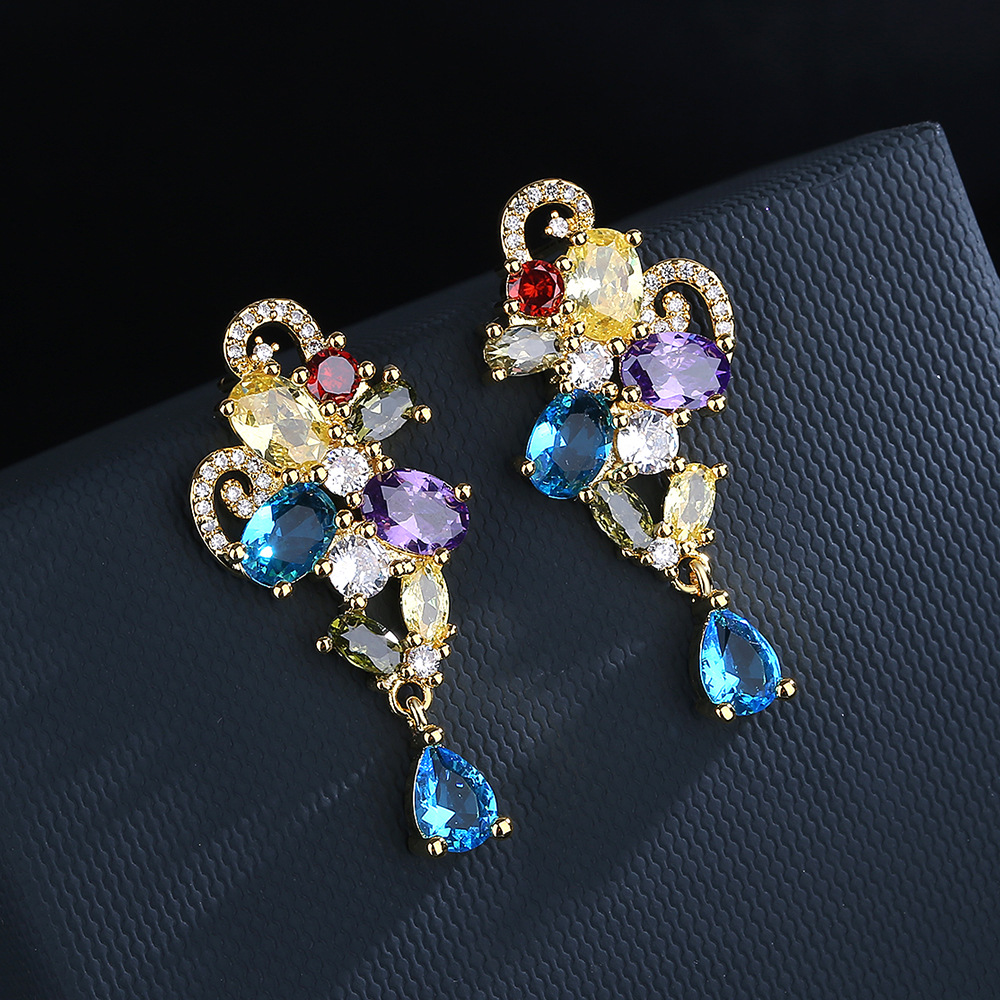 Fashion Kaleidoscope zircon Ea - Street Fashion Earrings reseña y precio