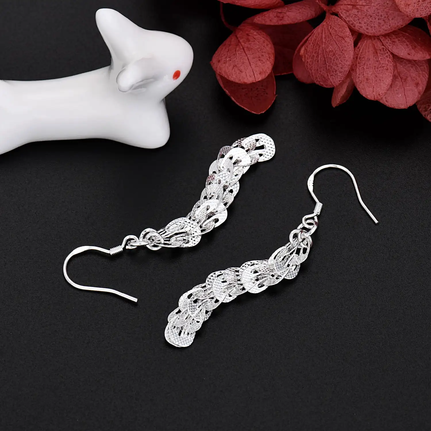 New fine 925 Sterling Silver E - Street Fashion Earrings reseña y precio