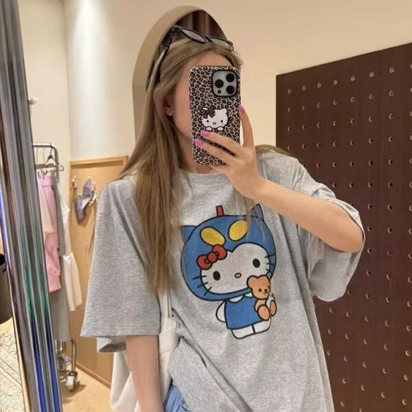 Short Sleeved Hello Kitty Prin - Street Fashion Casual reseña y precio